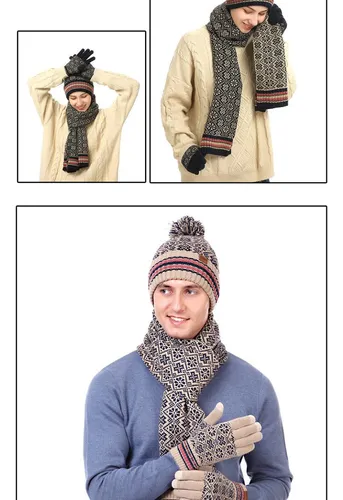 Traje Cálido De Invierno De Lana Tejida, Gorro, Bufanda, Gua