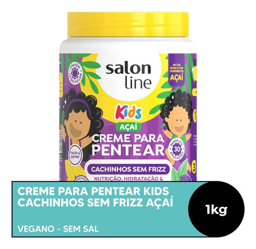 Creme Pentear Kids Cachinhos Sem Frizz Açaí Salon Line 1kg