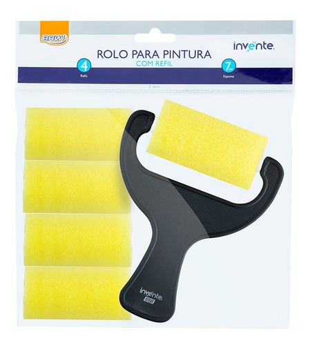 Mini Rolinho De Espuma 7cm Com 4 Refis Rolo Para Pintura