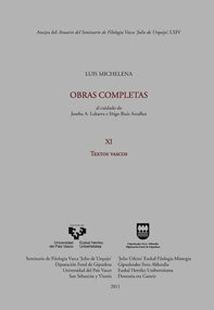 Libro Luis Michelena. Obras Completas. Xi. Textos Vascos