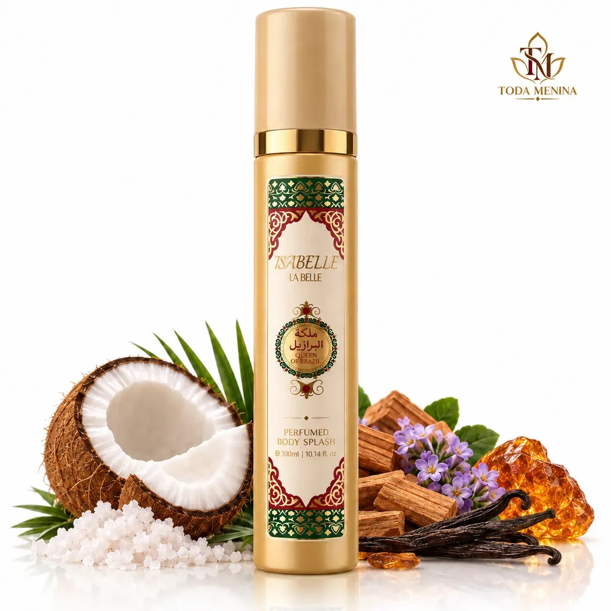 Body Splash Perfume em Spray QUEEN OF BRAZIL 300ml Feminino - Isabelle La Belle Arabe Alta fixação