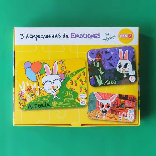Imagen 2 de 10 de Set 3 Rompecabezas Puzzle Emociones 12, 16 Y 24 Piezas