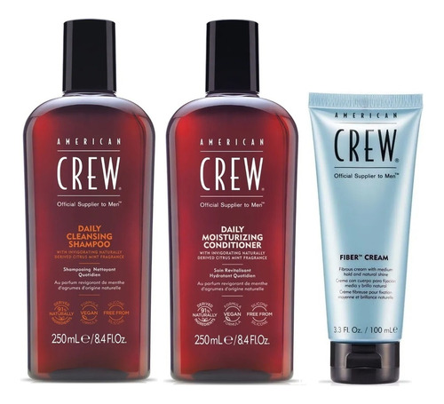 Shampoo Daily + Condition + Crema Fiber Cream American Crew