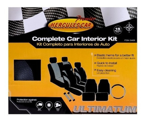 Imagen 1 de 1 de Cobertor Asiento Premier 15 Pza Negro/gris