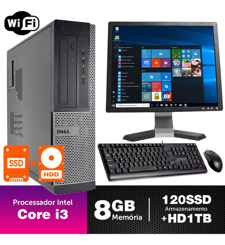Imagem 1 de 5 de Desktop Corporativo Dell Int I3 2g 8gb Ssd120+1tb Mon17q