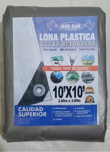 Lona De Rafia Extra Reforzada 3.00x3.00 M Aprox (10x10 Ft)