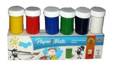Tempera Paper Mate 6 Colores Pack De 2 Und 