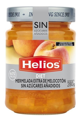 Mermelada Helios Diet Sin Azucar 60 % Fruta Melocoton 280 Gr