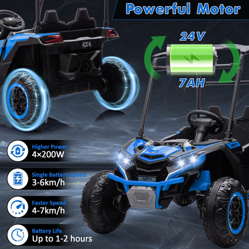 Auto Eléctrico Acekool 2 Plazas Utv 24 V 7 Ah Todoterreno Color