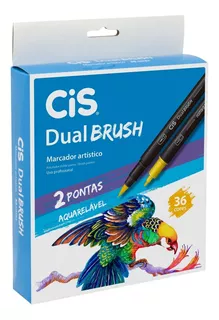 Caneta Pincel Cis Dual Brush Pen Aquarelável Estojo C/ 36