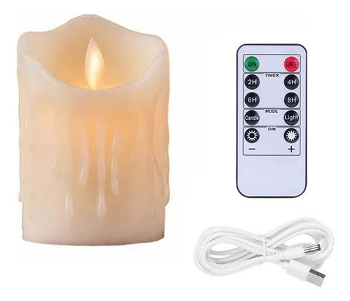 Vela Led Recargable Intermitente, Mando A Distancia
