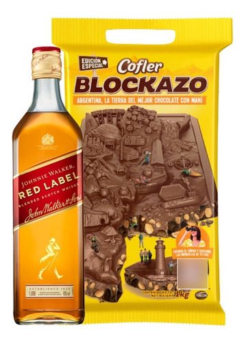 Whisky Johnnie Walker Red Label + Blockazo 1kg. - Combo 