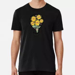 Remera Cute Light Bulb With Yellow Flowers Algodon Premium