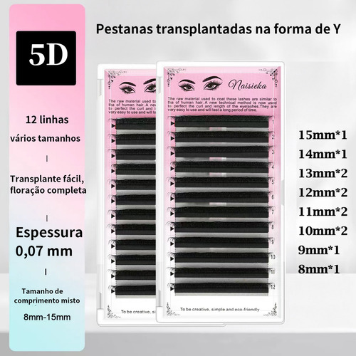 Extensões 5d De Cílios, Cílios Postiços 0.07d, Conjunto De Cílios De Alongamento Com Comprimento De 14mm, É Adequado Para Iniciantes Fazerem Os Cílios Por Si Mesmos Diy. Presente De Natal