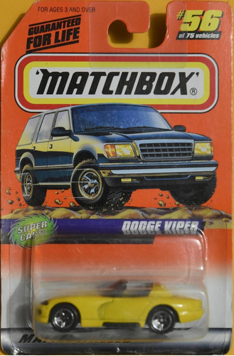 Matchbox Dodge Viper Rt #56 Amarillo