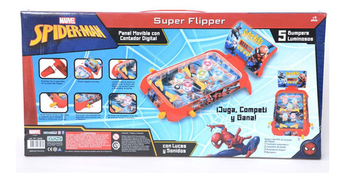 Imagen 3 de 5 de Super Flipper Spiderman Electronico Con Luz, Sonido Marvel