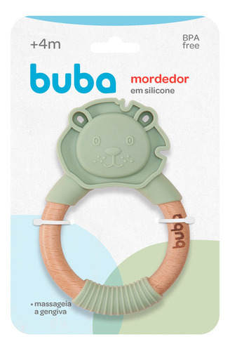 Mordedor Leão Em Silicone E Bambu Verde 15650 - Buba