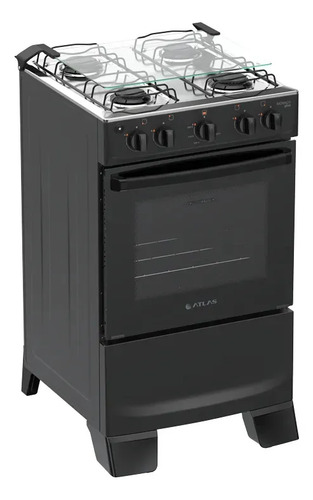 Fogão 4 Bocas Atlas Mônaco Plus Preto - Bivolt - 300002022