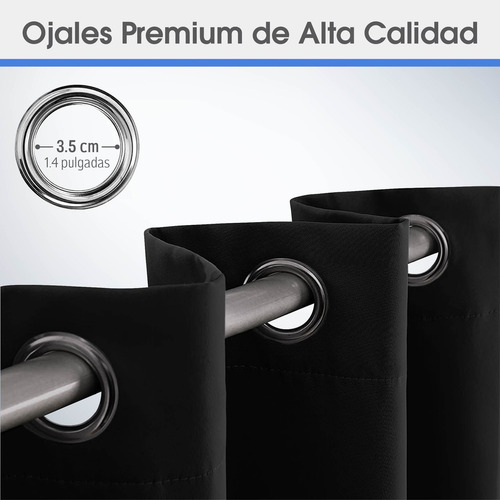 Cortinas Blackout Magma Life 2 Piezas 132 x 213 cm Elegantes Con Aislamiento Térmico Y Acústico Protección Solar Para Sala O Dormitorio Lavables Con Ojales Metálicos Color Negro