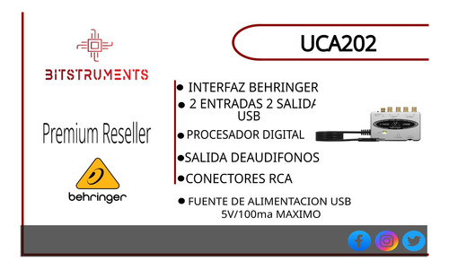 Interfaz De Audio Behringer Uca202 Usb 2entradas-salidas