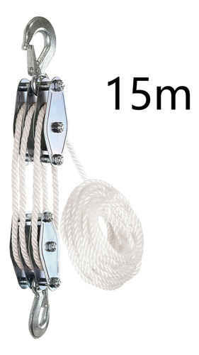 Para Polipasto De Cuerda Polea De Polipasto De 3 Ruedas 15m