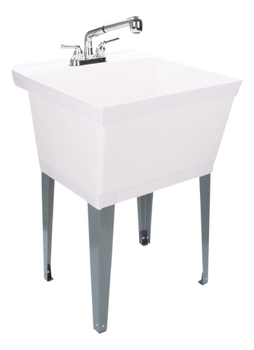 Lavabo Blanco Con Grifo Cromado Extraible, Boquilla Rociador