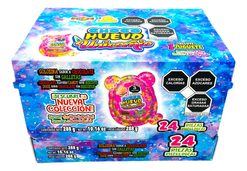 Pack 3 Choco Huevo Sorpresa Tipo Kinder, Unicornio 24 Pz C/u
