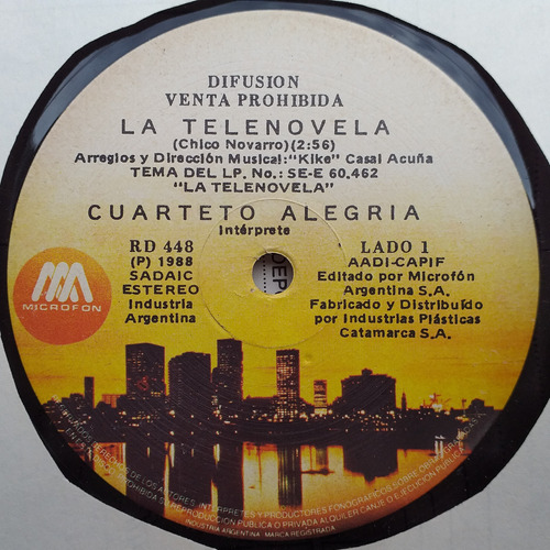 Cuarteto Alegria - La Telenovela - Simple Año 1988 Cumbia