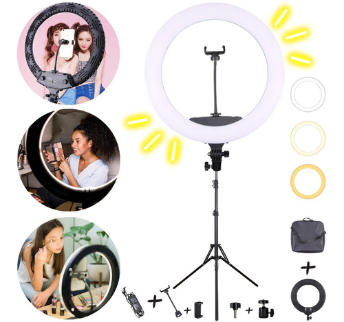 Iluminador Led Ring Light Rl18 Bicolor Completo Com Tripé