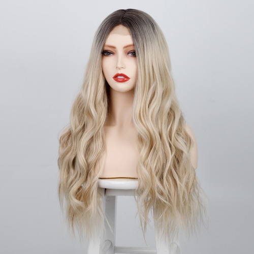 Imagen 2 de 8 de Pelucas Para Dama Cabello Larga Fibra Natural Rubia Ondulada