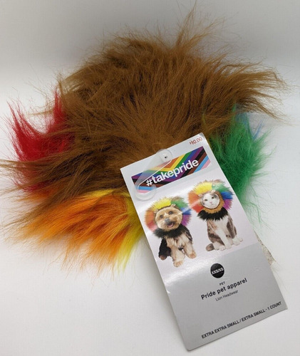 Rainbow Long Pile Faux Fur Dog And Cat Lion Headwear (si Ccq