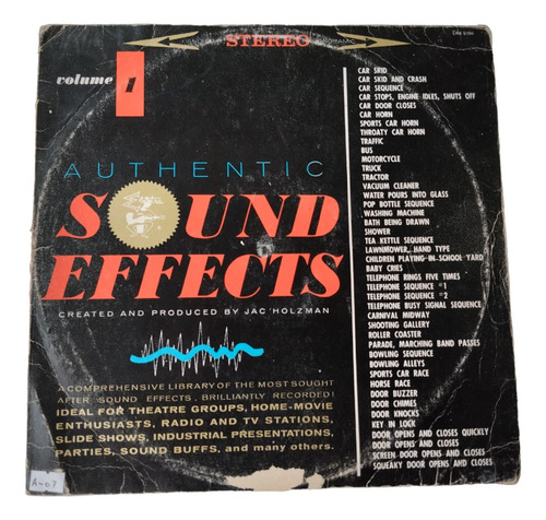Album Autenticos Efectos De Sonido Vol. 1  Disco Lp 1960
