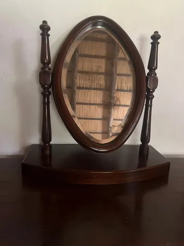 Comoda Antigua Con Espejo En Juego Marrón Oscuro (Usado)