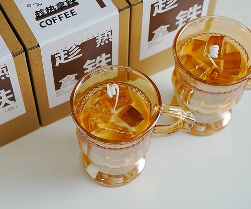 Vela Perfumada Con Tazas De Café En Vidrio Con Soporte Y Man