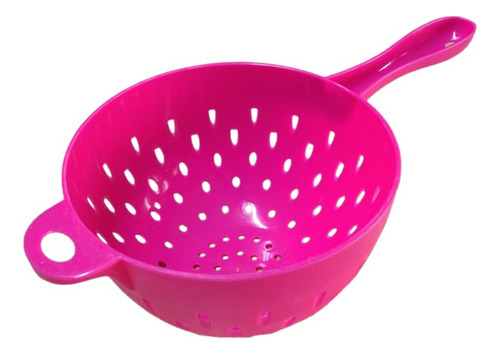 Imagen 1 de 1 de Colador De Plástico 19 Cm Resistente Con Mango Fucsia