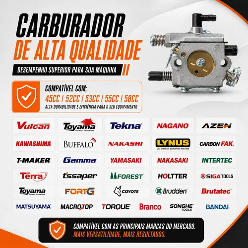 Carburador Motosserra Para Toyama Tcs58x 58cc | MercadoLivre