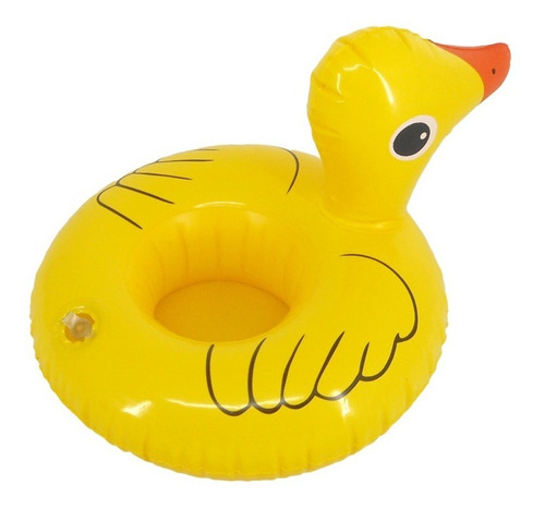 Imagem 2 de 2 de Boia Porta Copo Inflável Pato + Copo + Canudo Decorado