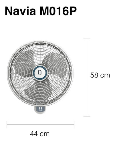Ventilador De Pared Navia M016p Gris, 3 Aspas 40.64 Cm Gris Gris Plástico 3