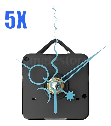 5 X Luna Estrellas Manos Azul Pared Cuarzo Reloj Movimiento 