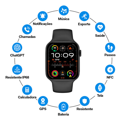 Smartwatch Microwear Davely W29 Pro 47mm Prata Silicone Pulseira Branco Desenho da pulseira Liso