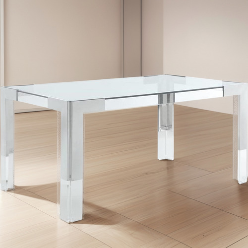 Mesa De Comedor Moderna De Acero Inoxidable Y Vidrio Acrílic Color De La Tapa Color De Las Patas