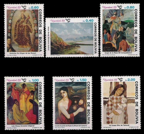 Navidad - Pinturas - Bolivia 1989 - Serie Mint - Yv 740-5