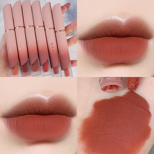 Batom Cream Glaze Velvet Matte Mud White Lips Cheek Use B