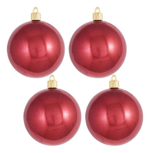 Adornos De Bolas De Plástico Inastillable 10 Cm Rojas 4 Unid