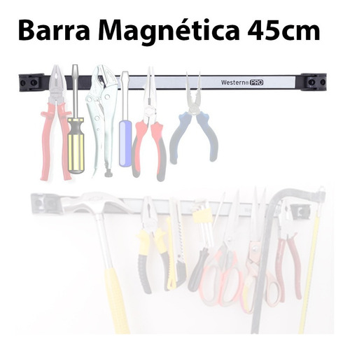 Imagem 2 de 5 de Imã Barra Magnética 45cm Pendurar Ferramenta Facas Régua Mag