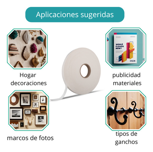 Cinta Doble Cara Espuma De Polietileno Blanca De 12mm X 65mts