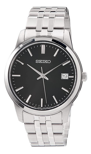 Seiko Essential Quartz Black Dial Stainless Steel Reloj Para