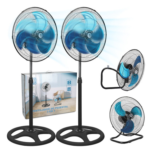 Ventilador De Pedestal Piso Y Pared 18 Pulgadas Cm-top 3 En 1 Metalico Viento Fuerte 100w 2 Unidades