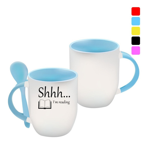Taza Personalizada Lectura Con Cuchara