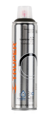 Pintura En Aerosol Alta Temp. Bote Esbelto, Negro, 400 Ml. Negro